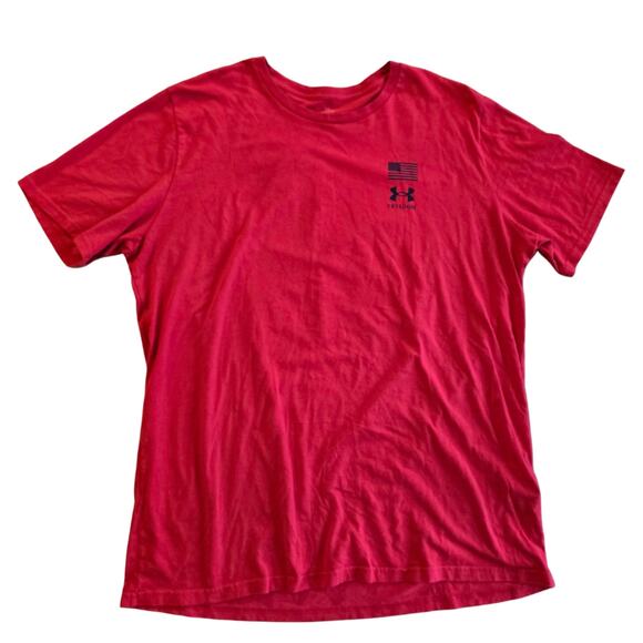 Red Flag Tshirt UA Freedom Size 2X Loose Graphic Tee Under Armour Short Sleeve - Picture 8 of 8